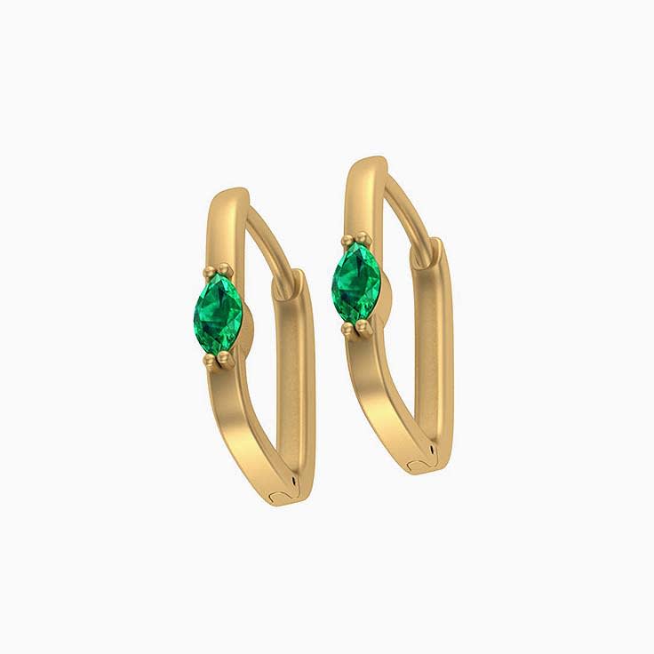 Marquise cut Natural emerald Earrings