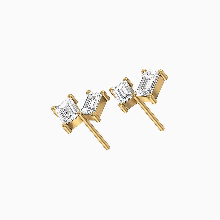 Emerald Cut Lab Diamond Stud Earrings