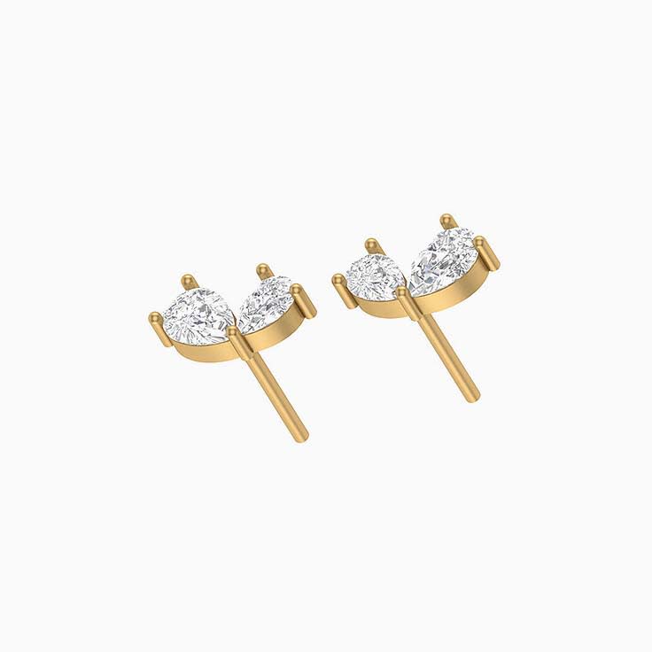 Sweetheart Pear Lab Diamond Stud Earrings