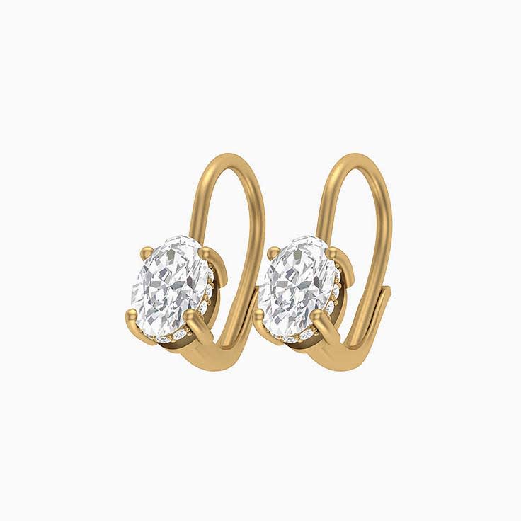 Hidden Halo Oval Lab Diamond Solitaire Earrings