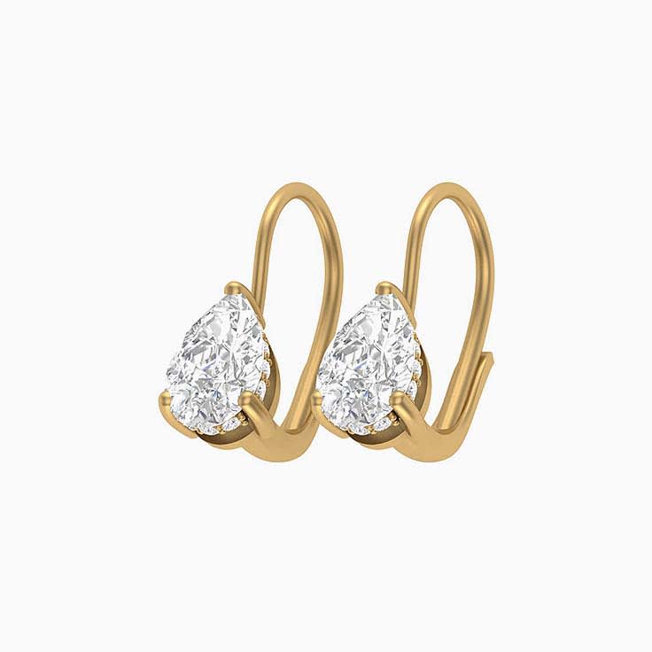 Hidden Halo Pear Lab Diamond Solitaire Earrings