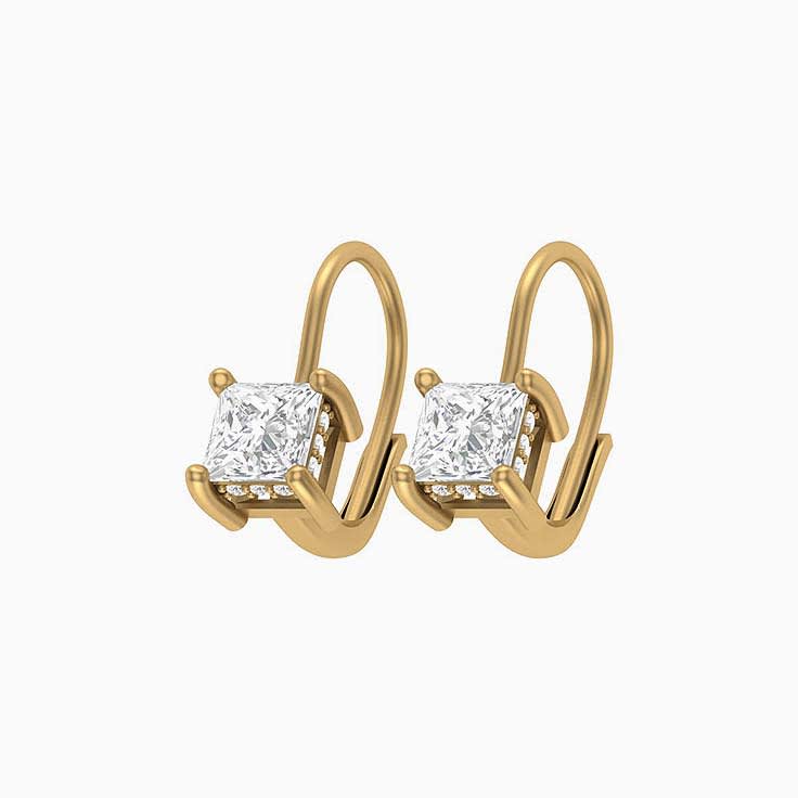 Hidden Halo Princess Lab Diamond Solitaire Earrings