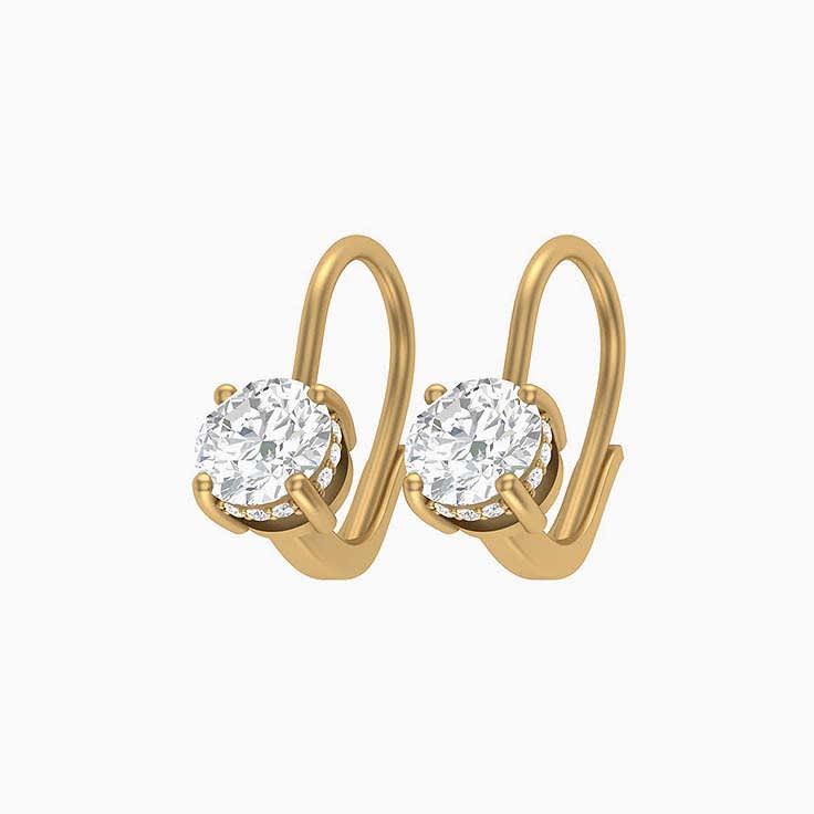 Hidden Halo Round Lab Diamond Solitaire Earrings