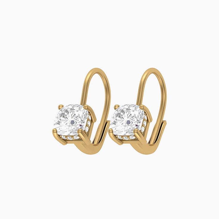 Hidden Halo Cushion Lab Diamond Solitaire Earrings