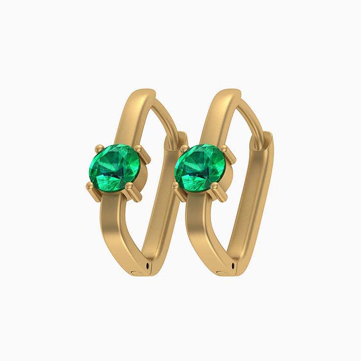 Natural Emerald round cut Earring