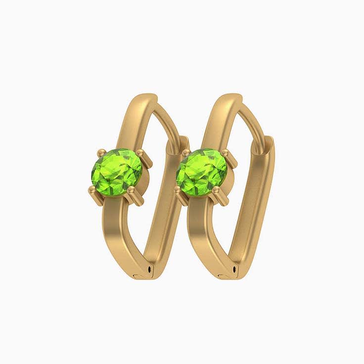 Peridot round cut Huggies