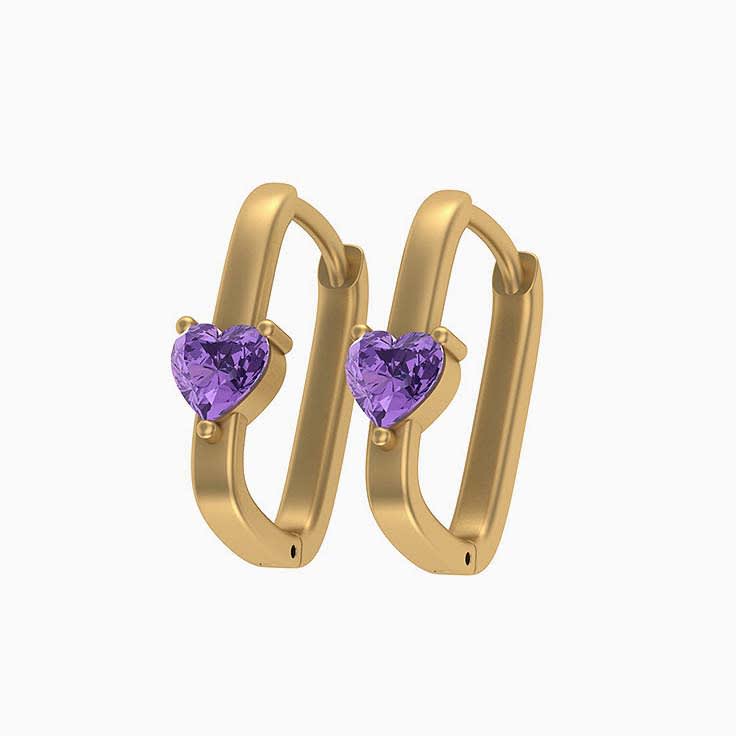 Natural Heart cut Amythyst Earring