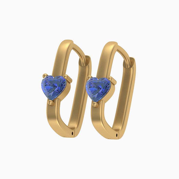 Natural heart cut Blue Sapphire earrings