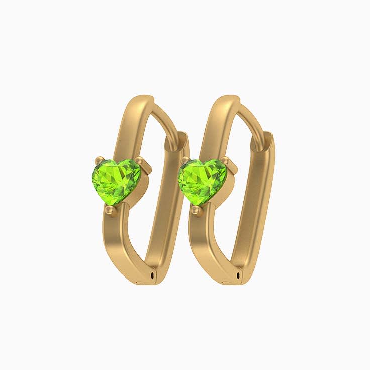 Natural Peridot Heart cut Huggies