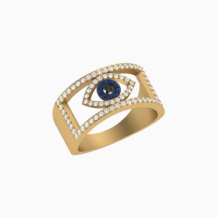 Stunning Evil eye with natural sapphire and diamond