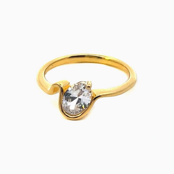 Oval shaped Natural diamond wave engagement ring