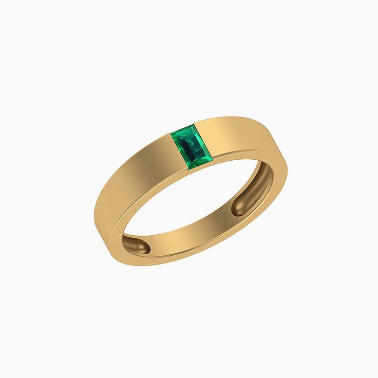 Mens and Woman's wedding ring with Natural Emerald