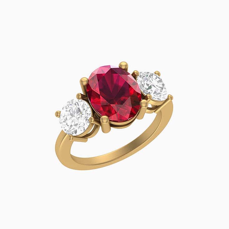 Lab Gown Ruby And Diamond Trilogy Ring