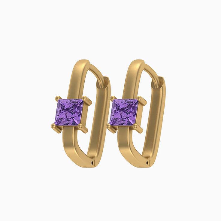 Natural Amethyst Huggies