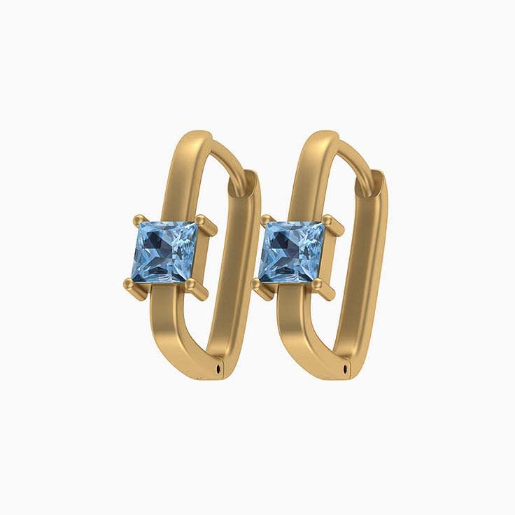 Natural darker Aquamarine Huggies