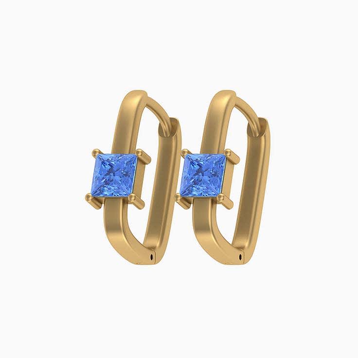 Natural Blue sapphire princess cut Huggies