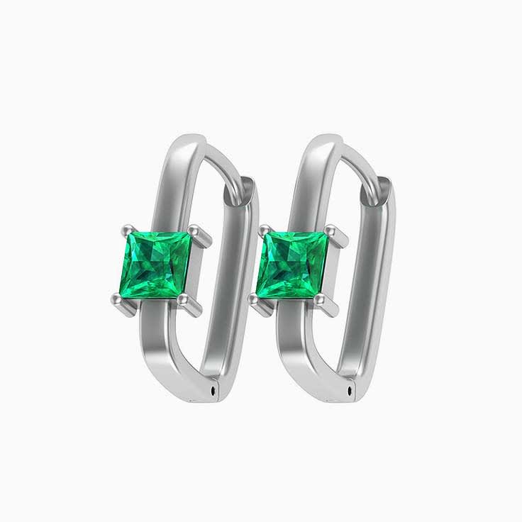 Natural Emerald princess cut Huggies