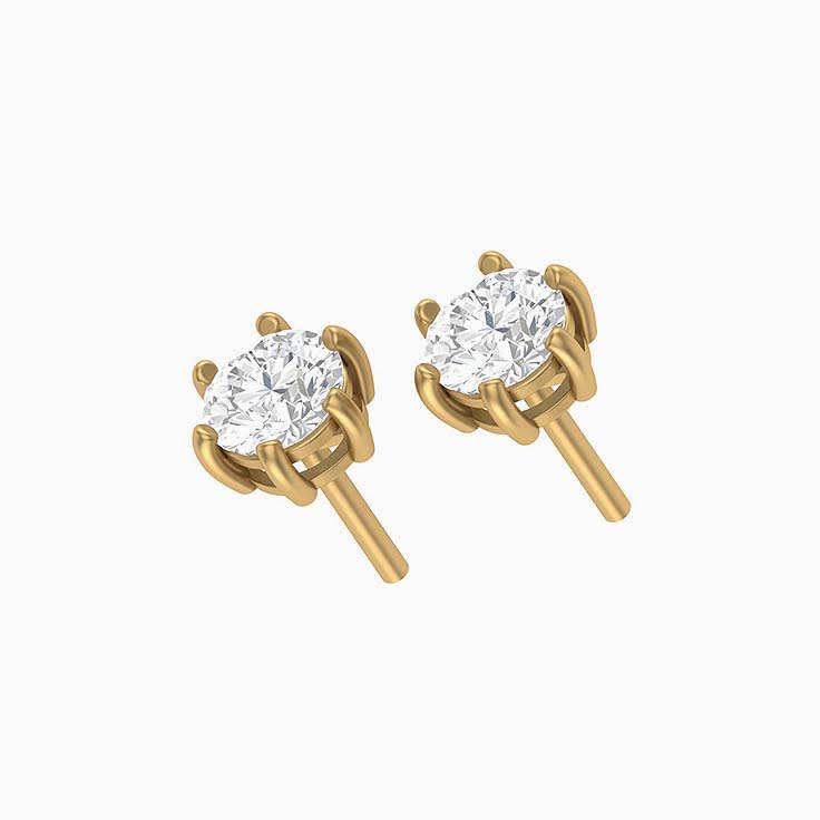 Half Carat Each Lab Grown Diamond Studs In 6 Claws