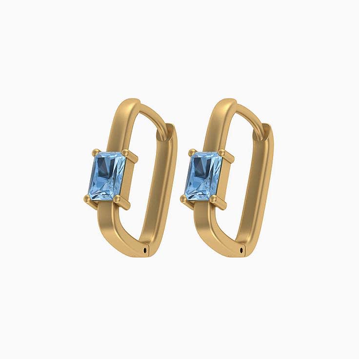 Radiant cut Sea Blue Aquamarine Huggies