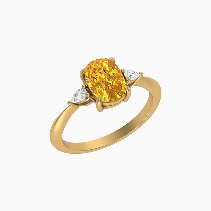 Oval Citrine and Diamond ring