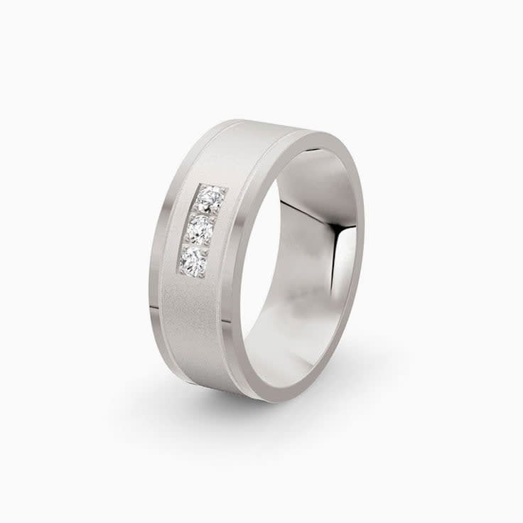 Center Sandblasted Mens Diamond Ring