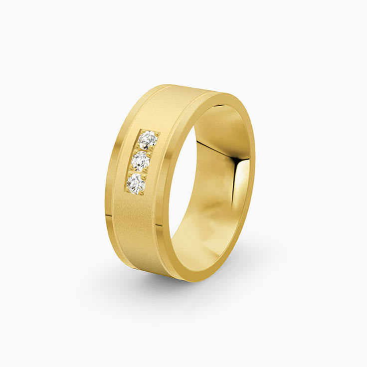 Center Sandblasted Mens Diamond Ring