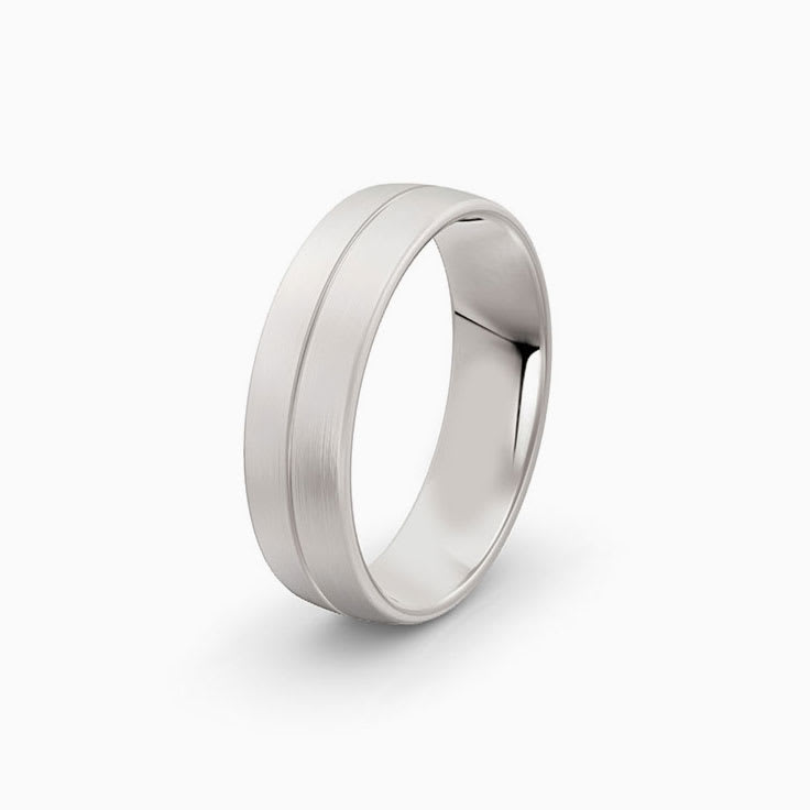 Center grooved classic mens ring