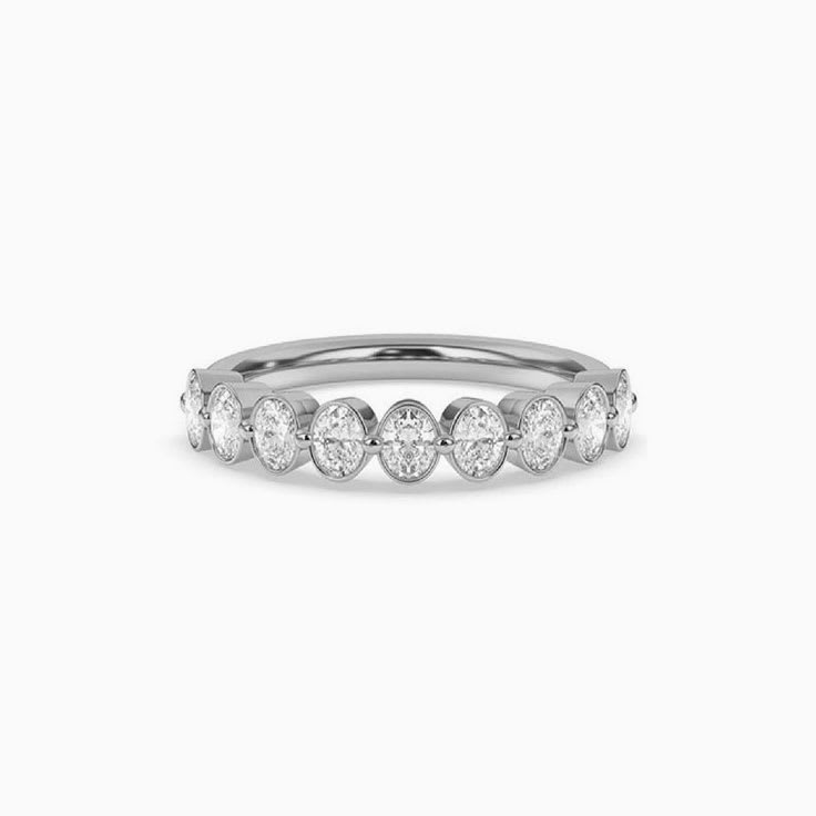 Bezel set Oval wedding ring