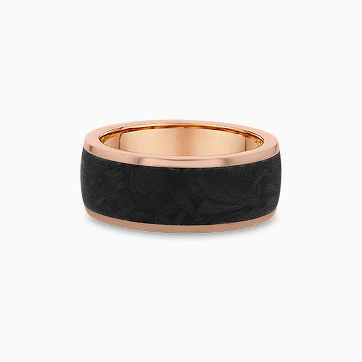 Black Mens Ring With Rose Gold