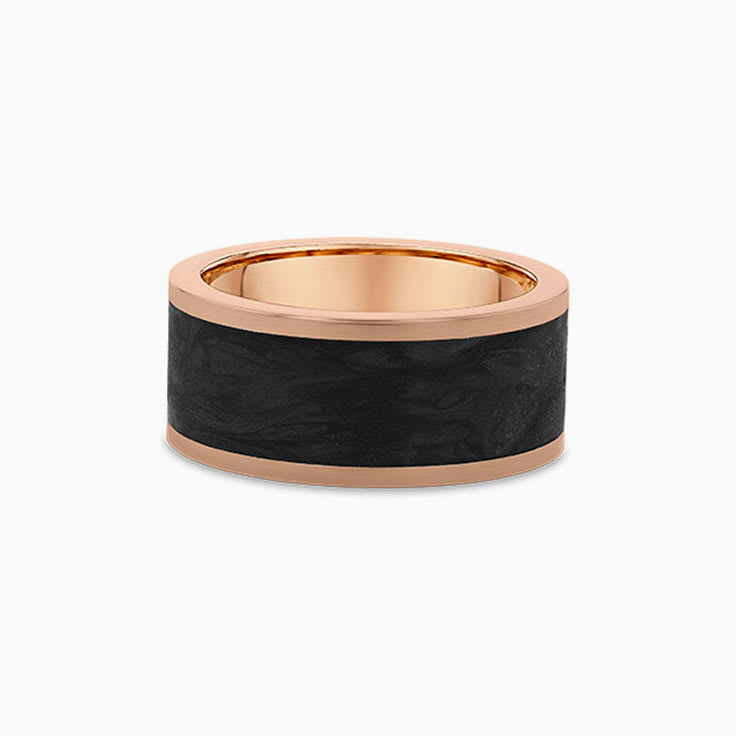 Flat Profile Mens Black Ring With Gold
