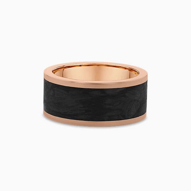 Flat Profile Mens Black Ring With Gold