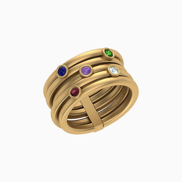 Semi precious stone on wide band ring