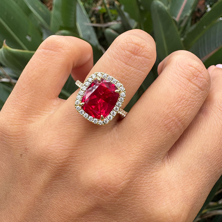 5ct Lab Ruby and diamond ring