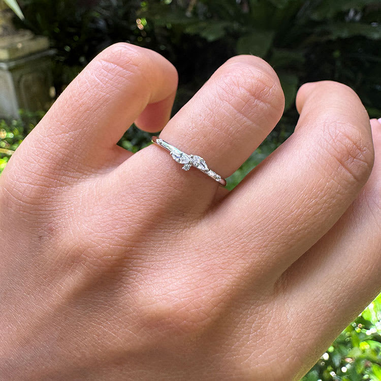 Petite two marquise diamond ring