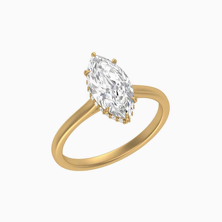 Marquise cut Lab solitaire with hidden halo