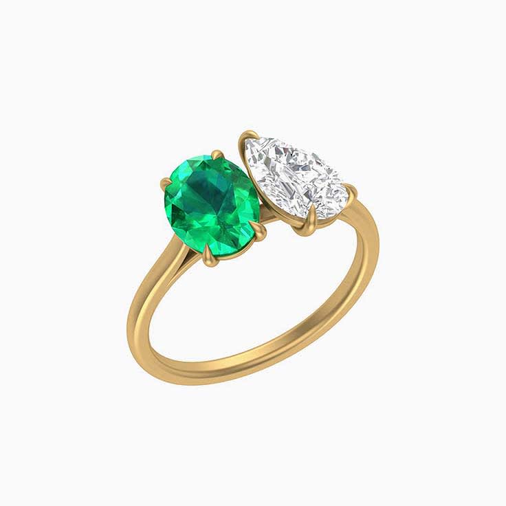 Toi et Moi Lab Emerald and Lab Diamond ring