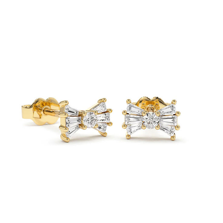 petite bow design diamond studs