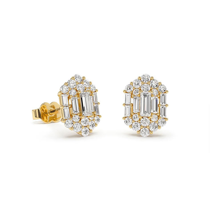 Hexagon Diamond Stud Earrings