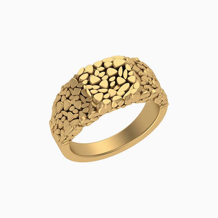 Gold Pebble Signet ring