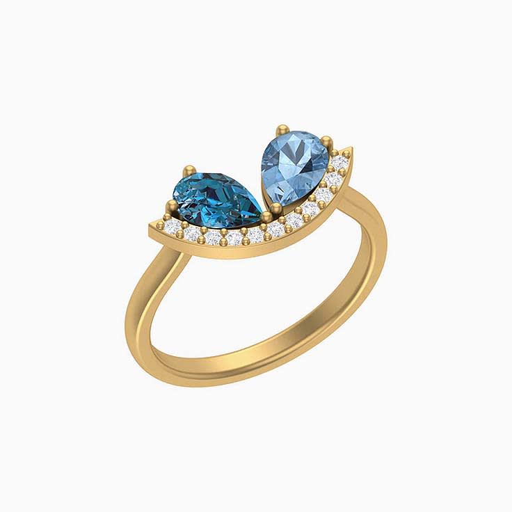 London Blue Topaz and Blue Topaz with diamond semi halo