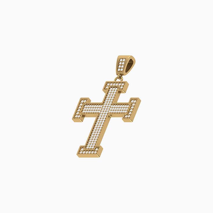 Solid gold natural diamond cross