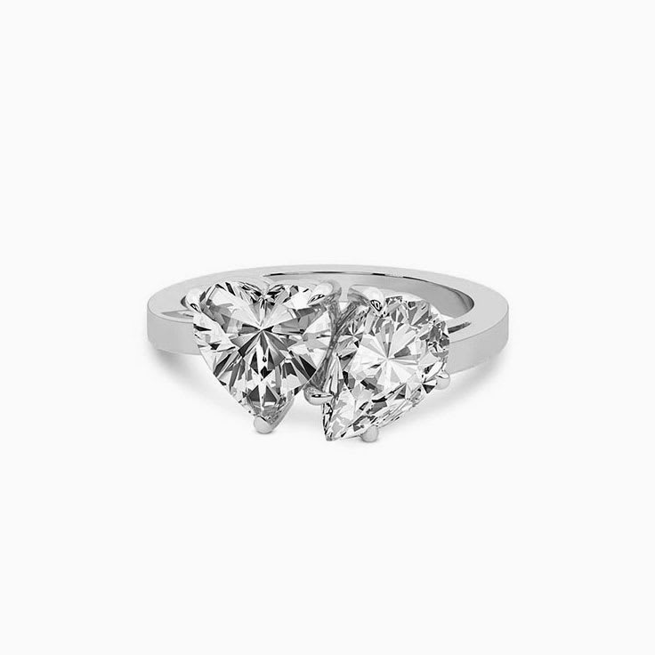 heart and pear natural diamond ring