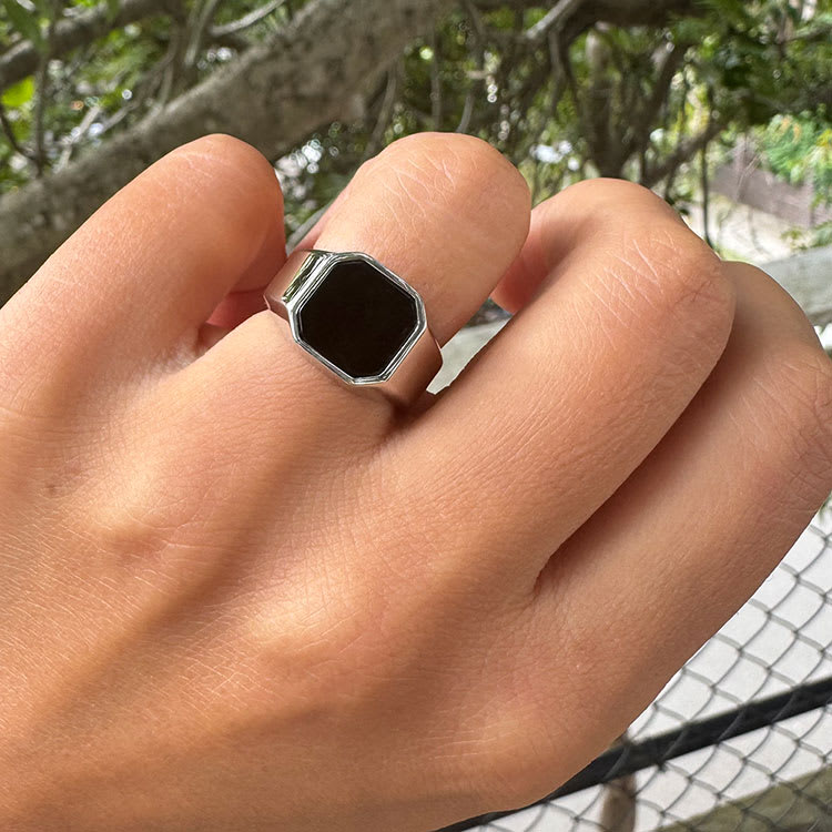 Black Enamel Signet Ring