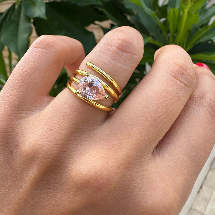 Morganite On A Gold Wrap Around Band