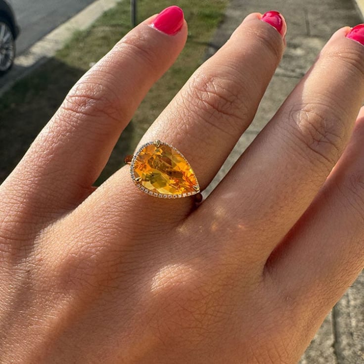 Citrine With A Fine Diamond Halo