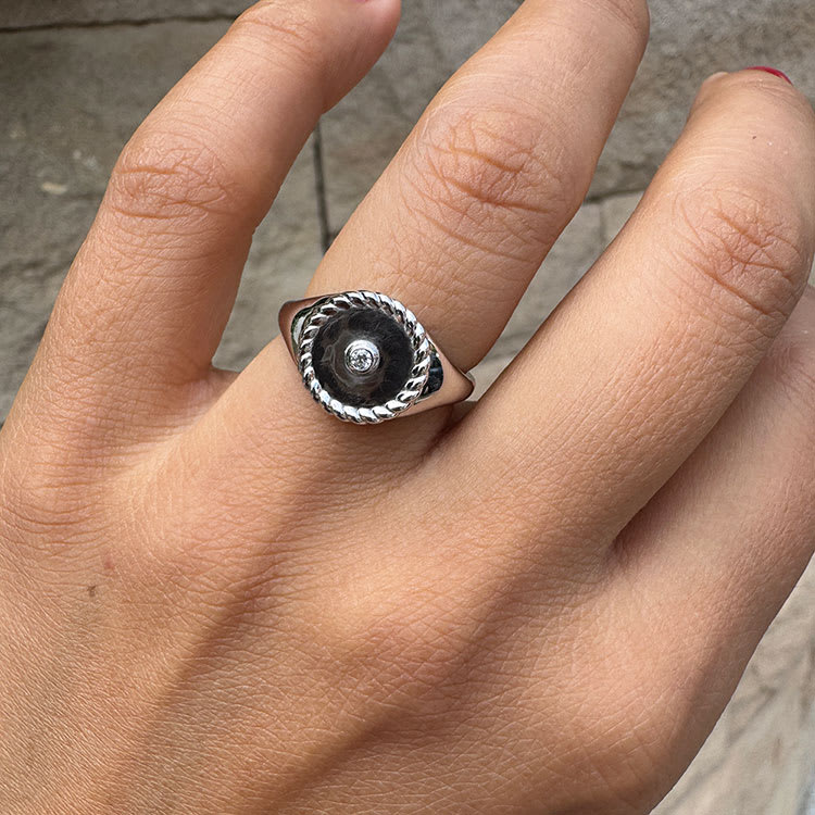 Solid Gold Round Signet Ring