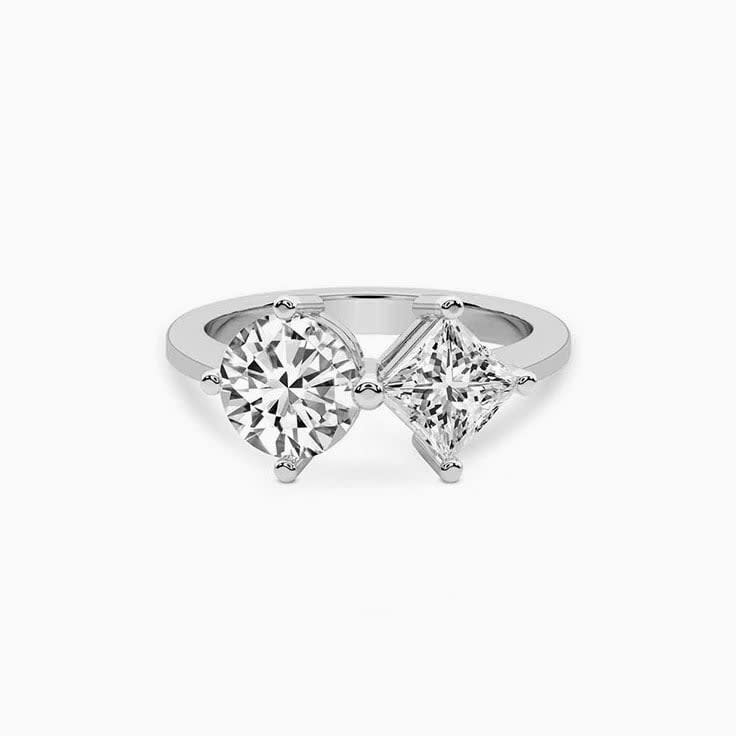 Round and princess lab diamond ring