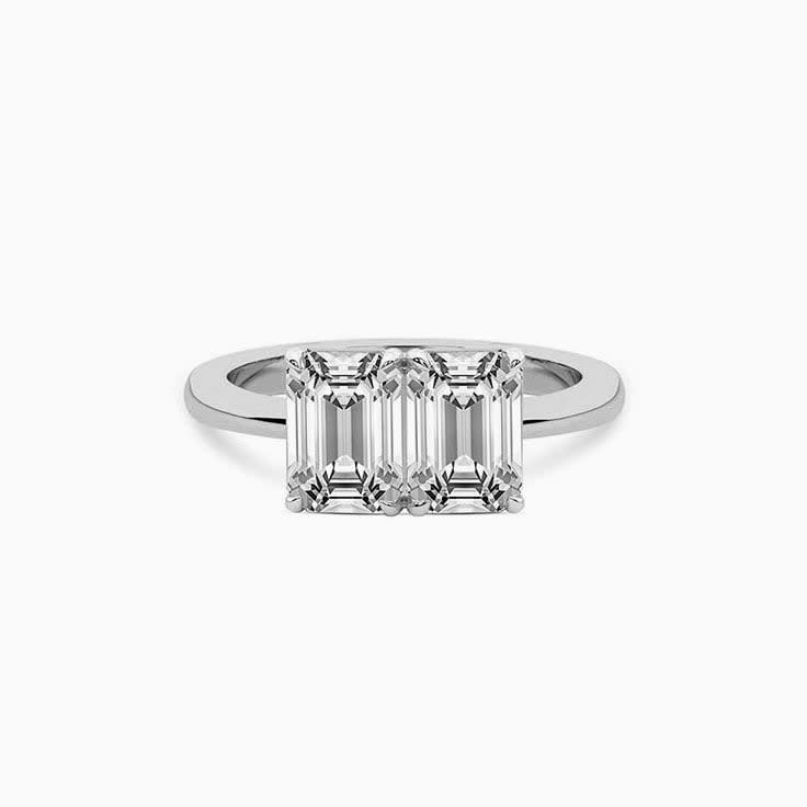 Two lab grown emerald cut diamond ring