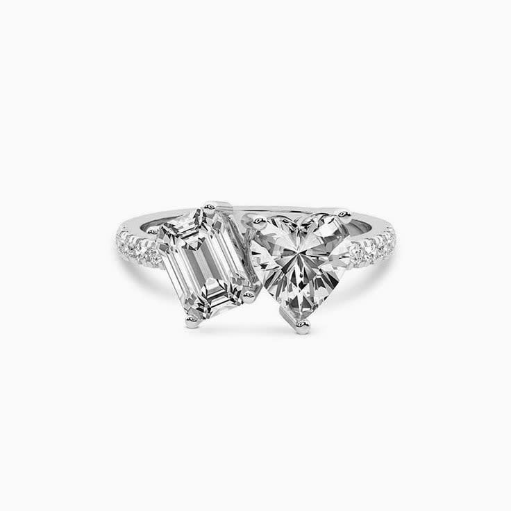 Toi et moi lab diamond ring with diamond band