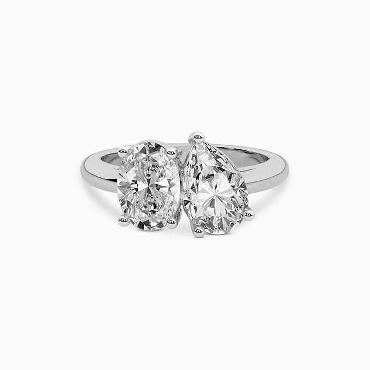 Two Man Made Diamond Engagement Ring